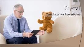  Presentation with old - Presentation theme featuring old-male-psychologist-and-soft background and a sky blue colored foreground