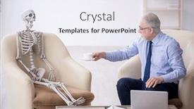  Presentation with skeleton - Presentation featuring old-male-psychologist-meeting background and a sky blue colored foreground
