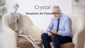  Presentation with skeleton - Slide set featuring old-male-psychologist-meeting background and a sky blue colored foreground