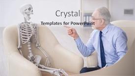  Presentation with skeleton - Presentation enhanced with old-male-psychologist-meeting background and a white colored foreground