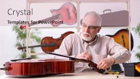  Presentation with old - Presentation design enhanced with old-male-repairman-repairing-musical background and a lemonade colored foreground