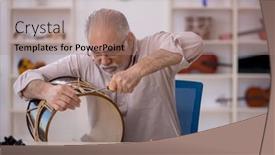  Presentation with old - Presentation design consisting of old-male-repairman-repairing-musical background and a coral colored foreground