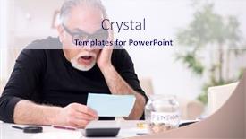  Presentation with budget - Beautiful PPT theme featuring old-male-retired-in-budget backdrop and a sky blue colored foreground