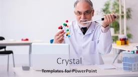  Presentation with molecular - PPT theme featuring old-male-scientist-studying-molecular background and a lemonade colored foreground