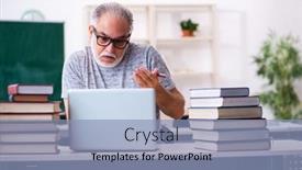  Presentation with education - Theme consisting of old-male-student-in-tele background and a light blue colored foreground