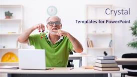  Presentation with molecular - Slide set enhanced with old-male-student-physicist-studying background and a sky blue colored foreground