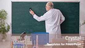  Presentation with chemist - Presentation enhanced with old-male-teacher-chemist-sitting background and a coral colored foreground