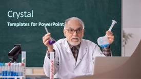  Presentation with chemist - PPT layouts featuring old-male-teacher-chemist-sitting background and a  colored foreground