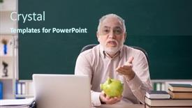  Presentation with retirement - Theme having old-male-teacher-in-retirement background and a ocean colored foreground