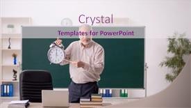  Presentation with time management - Presentation design with old-male-teacher-in-time background and a sky blue colored foreground