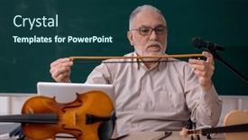  Presentation with teacher - PPT theme enhanced with old-male-teacher-playing-violin background and a ocean colored foreground