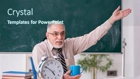  Presentation with teacher - Beautiful PPT theme featuring old-male-teacher backdrop and a ocean colored foreground