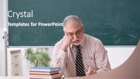  Presentation with classroom - Colorful slide deck enhanced with old-male-teacher backdrop and a ocean colored foreground