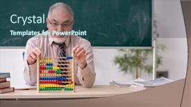  Presentation with old man and his music - PPT layouts with old-male-teacher background and a ocean colored foreground