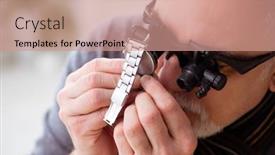  Presentation with workshop - Presentation enhanced with old-male-watchmaker-working background and a coral colored foreground