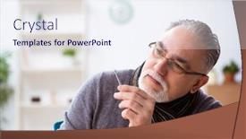  Presentation with workshop - PPT theme consisting of old-male-watchmaker-working background and a sky blue colored foreground