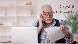  Presentation with workplace - Slide set with old-male-writer-sitting background and a soft green colored foreground