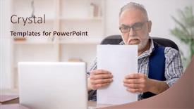  Presentation with workplace - PPT theme having old-male-writer-sitting background and a lemonade colored foreground