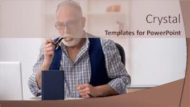  Presentation with pipe - Presentation theme featuring old-male-writer-smoking-pipe background and a coral colored foreground