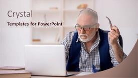  Presentation with pipe - Presentation design featuring old-male-writer-smoking-pipe background and a lemonade colored foreground