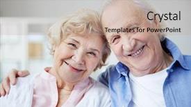  Presentation with active seniors senior couple - Slide set with old man - portrait of senior couple looking background and a coral colored foreground