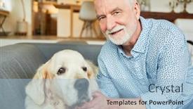  Presentation with pensioner - Slide set consisting of old-man-as-a-happy background and a light blue colored foreground