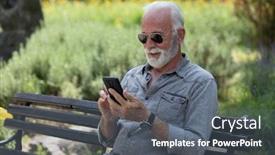  Presentation with smartphone app - Slide deck enhanced with old-man-browsing-app background and a gray colored foreground