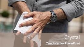  Presentation with old man - Presentation with old-man-cleaning-hands background and a coral colored foreground