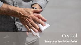  Presentation with old man - Presentation enhanced with old-man-cleaning-hands background and a gray colored foreground