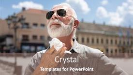  Presentation with cleaning day - Colorful slide set enhanced with old-man-cleaning-neck backdrop and a violet colored foreground