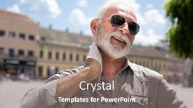  Presentation with cleaning day - Slide deck having old-man-cleaning-neck background and a gray colored foreground