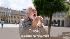  Presentation with allergies - Beautiful PPT layouts featuring old-man-coughs-and-sneezes backdrop and a violet colored foreground