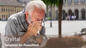 Presentation with allergies - Slide deck with old-man-coughs-and-sneezes background and a violet colored foreground