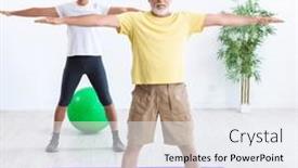  Presentation with exercises - Presentation theme with old-man-doing-exercises-indoors background and a sky blue colored foreground