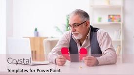  Presentation with marriage - Presentation theme having old-man-doing-marriage-proposal background and a coral colored foreground