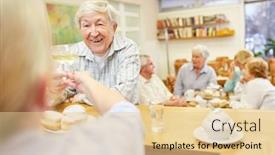  Presentation with bar drinks wine - Beautiful slide deck featuring old-man-drinks-a-glass backdrop and a lemonade colored foreground