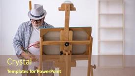  Presentation with painting old - Presentation theme enhanced with old-man-enjoying-painting background and a tawny brown colored foreground