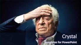  Presentation with old man - Colorful slide set enhanced with old man has a headache backdrop and a  colored foreground