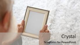  Presentation with old fashioned photo album - Amazing presentation design having old man holding photo frame backdrop and a light gray colored foreground