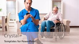  Presentation with old man - Presentation design consisting of old-man-in-wheel-chair background and a lemonade colored foreground