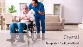  Presentation with old man - Beautiful slides featuring old-man-in-wheel-chair backdrop and a soft green colored foreground