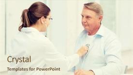  Presentation with heart beat - Presentation theme with old man listening to heart background and a cream colored foreground