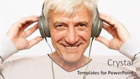  Presentation with old music - Beautiful PPT theme featuring old-man-listening-to-music backdrop and a lemonade colored foreground