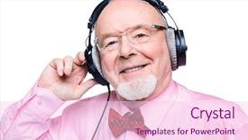  Presentation with 80s music - PPT layouts featuring old man listening to music background and a lemonade colored foreground