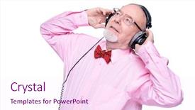  Presentation with old man - Cool new slides with old man listening to music backdrop and a pink colored foreground