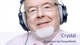  Presentation with old man - Colorful presentation theme enhanced with old man listening to music backdrop and a sky blue colored foreground