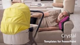  Presentation with newborn - Theme featuring old-man-looking-after-newborn background and a tawny brown colored foreground