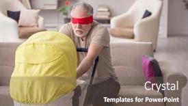  Presentation with newborn - Slide set having old-man-looking-after-newborn background and a gray colored foreground