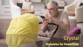  Presentation with newborn - Slide deck having old-man-looking-after-newborn background and a tawny brown colored foreground