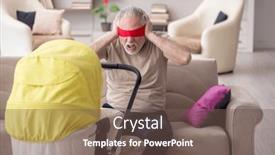  Presentation with old man - PPT theme having old-man-looking-after-newborn background and a violet colored foreground